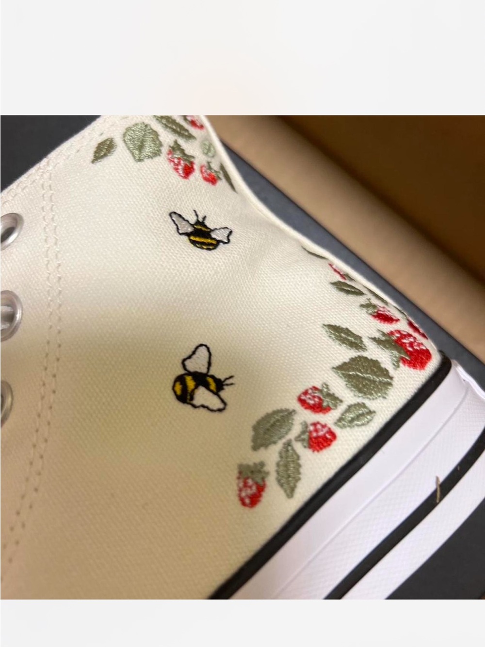 Converse High-Top “Berries & Bees” Sneakers - Cream - Picture 3 of 9
